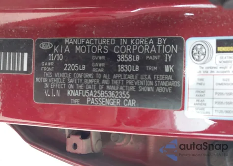 2011 Kia Forte Ex z USA, uszkodzony, nr VIN KNAFU5A25B5362355